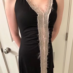 Black Luca dress with silk and beating details halter dress